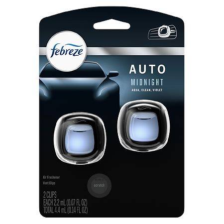 Febreze Auto Odor-Eliminating Car Freshener Vent Clip, Midnight