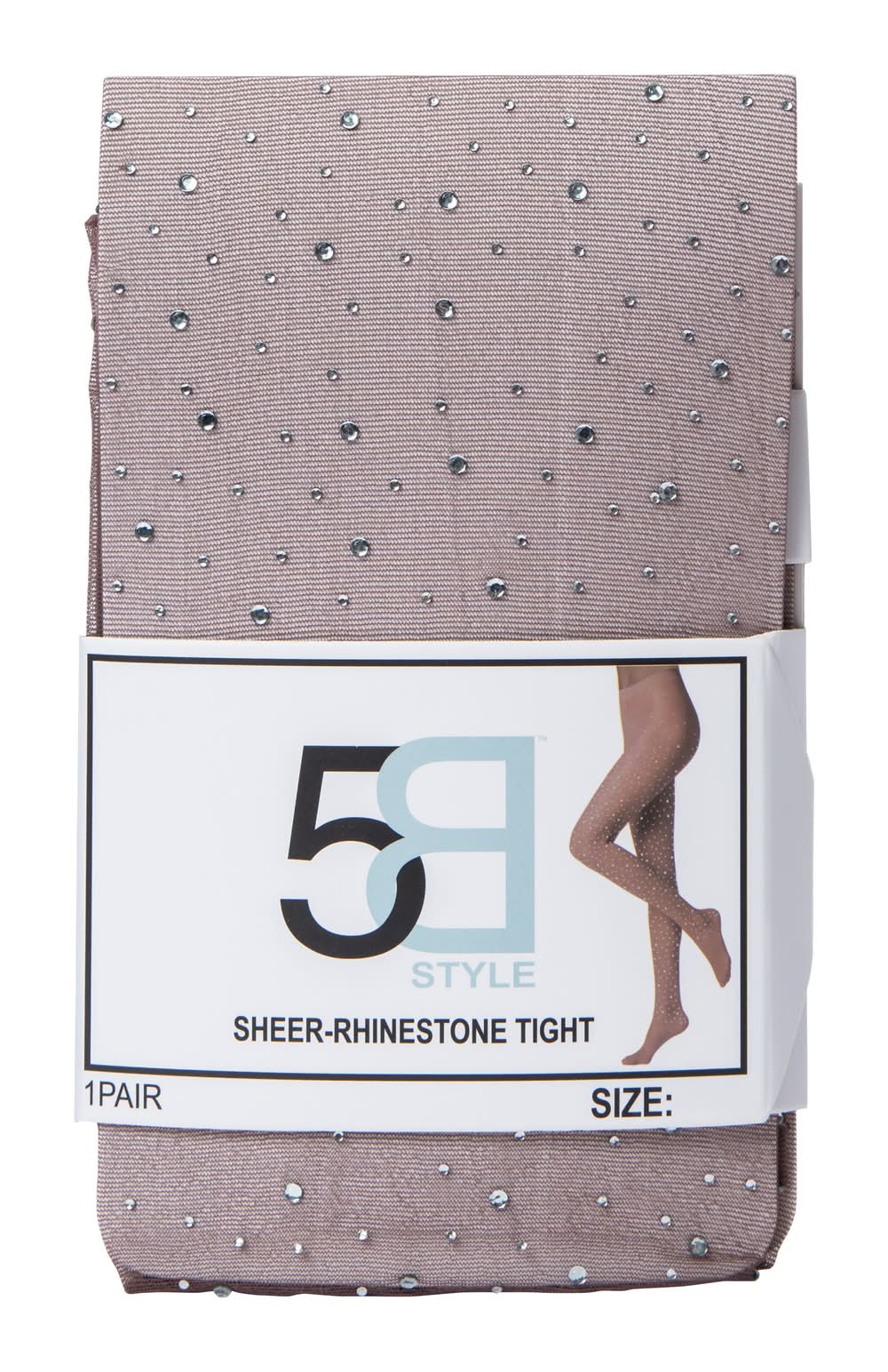 Sheer-Rhinestone Tight Large/Extra Large Brown