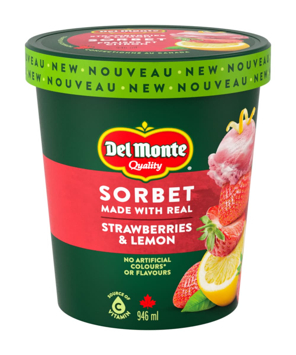 Del Monte Frozen Fruit Sorbet, Strawberries & Lemon (946 ml)