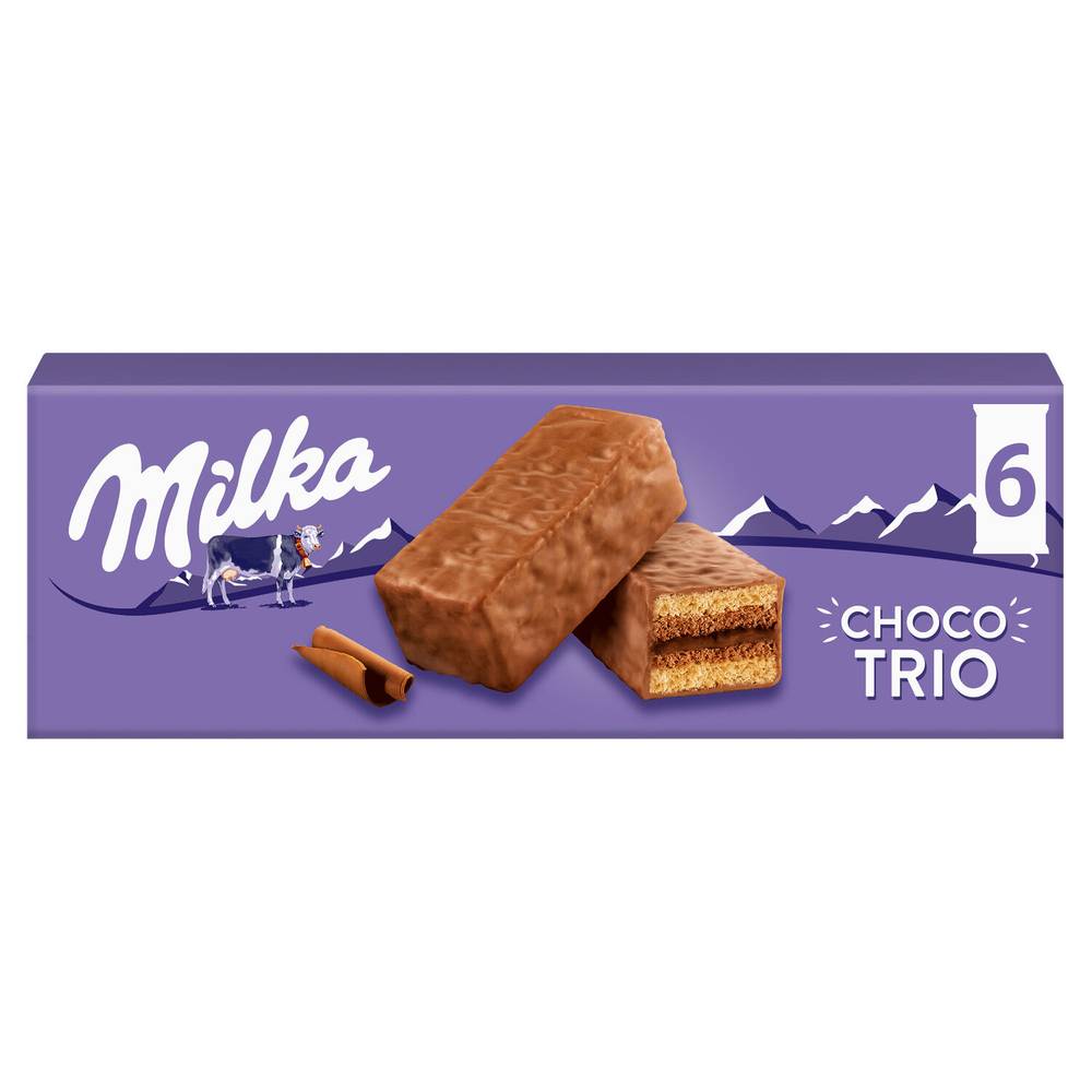 Milka - Gâteaux fourrés au chocolat choco trio (6 pièces)