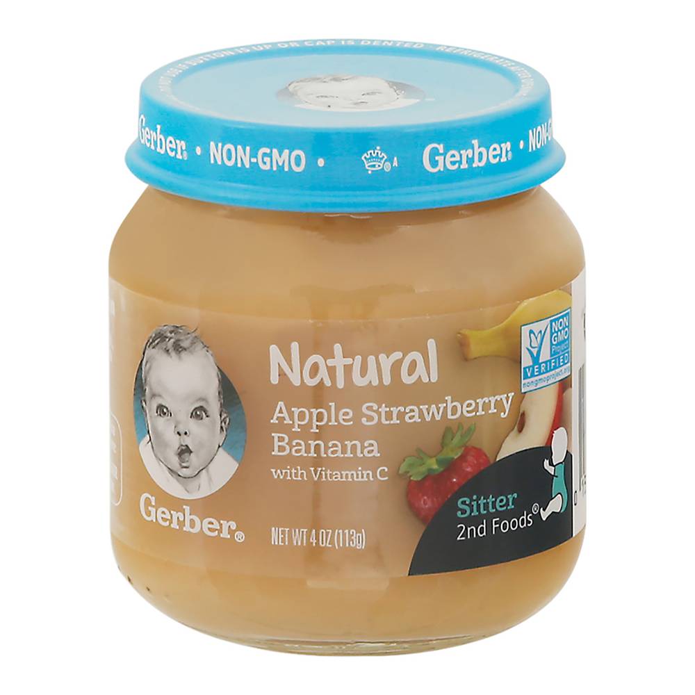 Gerber Natural Apple Strawberry Banana Puree Sitter 2nd Foods (4 oz)