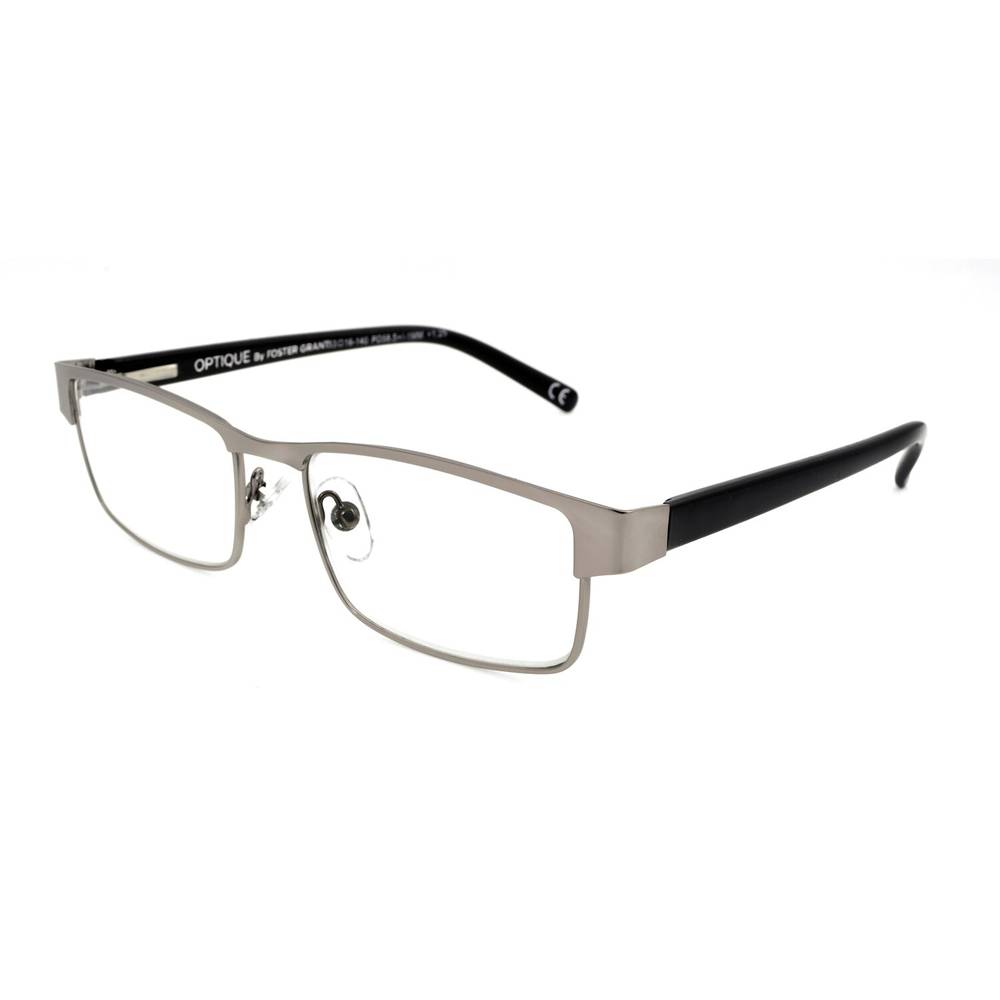 Magnivisión Foster Grant Leo Black Square Reading Glasses 1.25