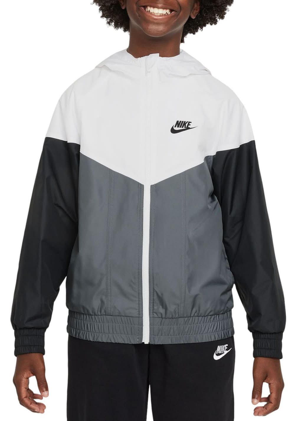 Nike Sportswear Windrunner Hooded Jacket, Unisex, L, White/Smoke Grey/Black