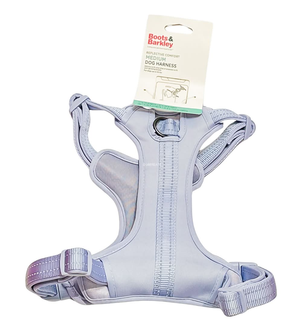 Boots & Barkley Reflective Comfort Adjustable Dog Harness, M, Lilac
