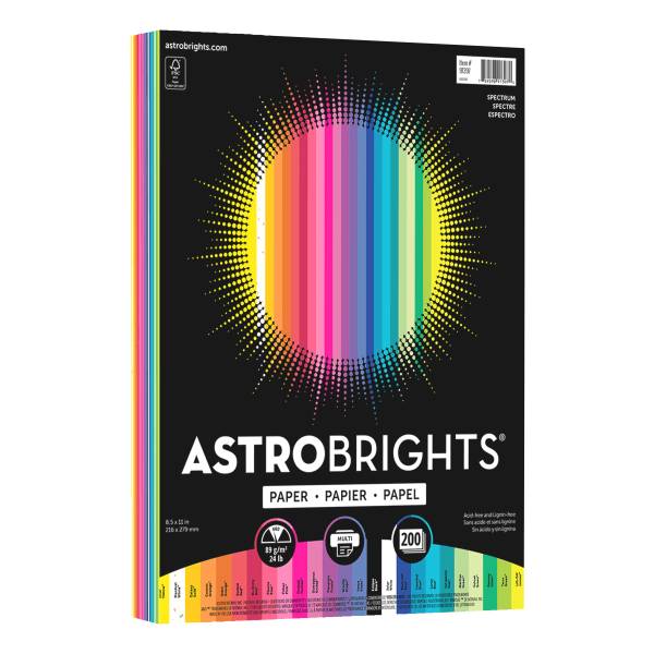 Astrobrights Colored Paper Spectrum Assortment Sheets ( 8.5 x 11 inch, 24 lbs.)