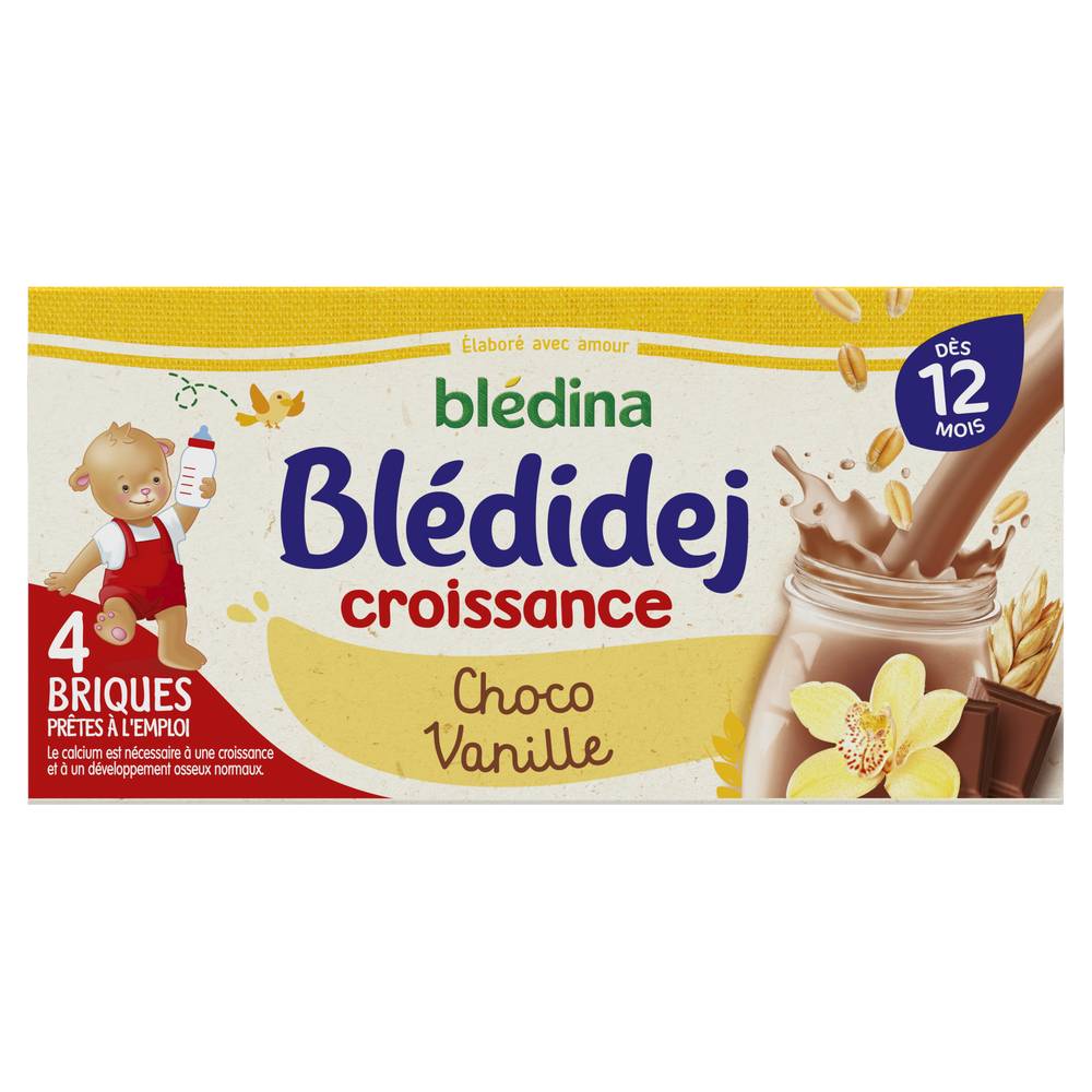 Blédina - Blédidej croissance lait et céréales pour bébé dès 12 mois, chocolat, vanille (4)