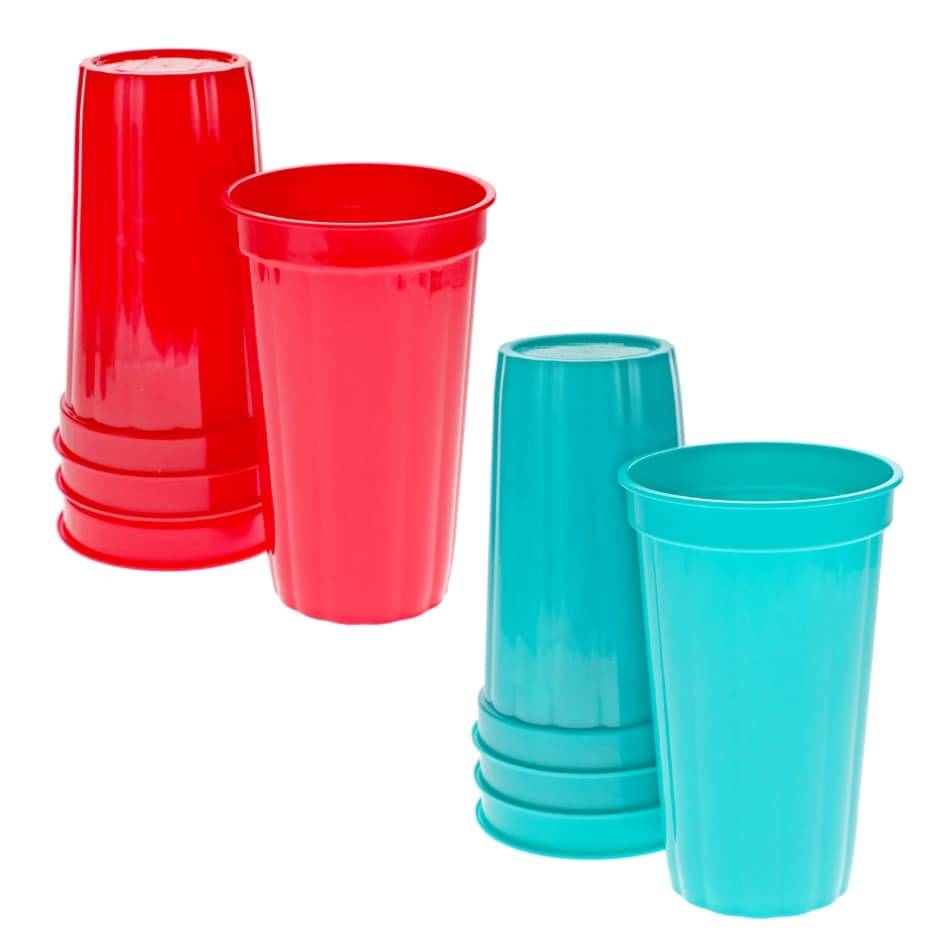 Tall Plastic Tumblers 18 Floz, Blue-Red (4 ct)