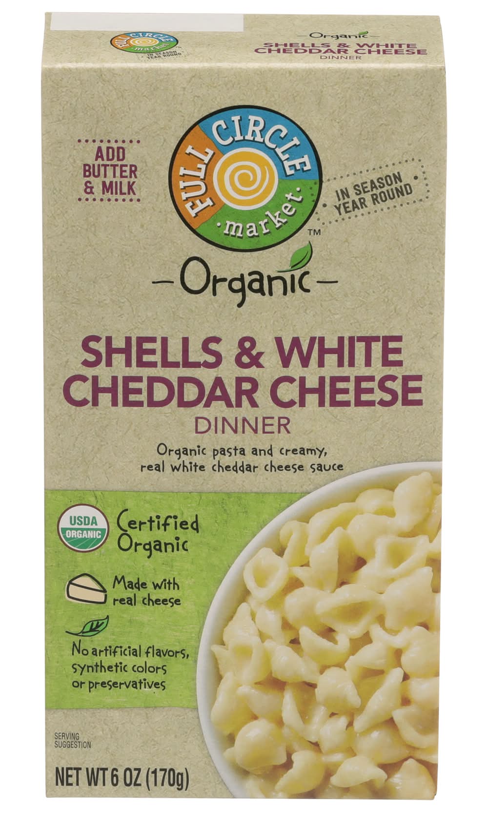 Full Circle Market Organic White Cheddar Shells & Cheese Dinner (6 oz)