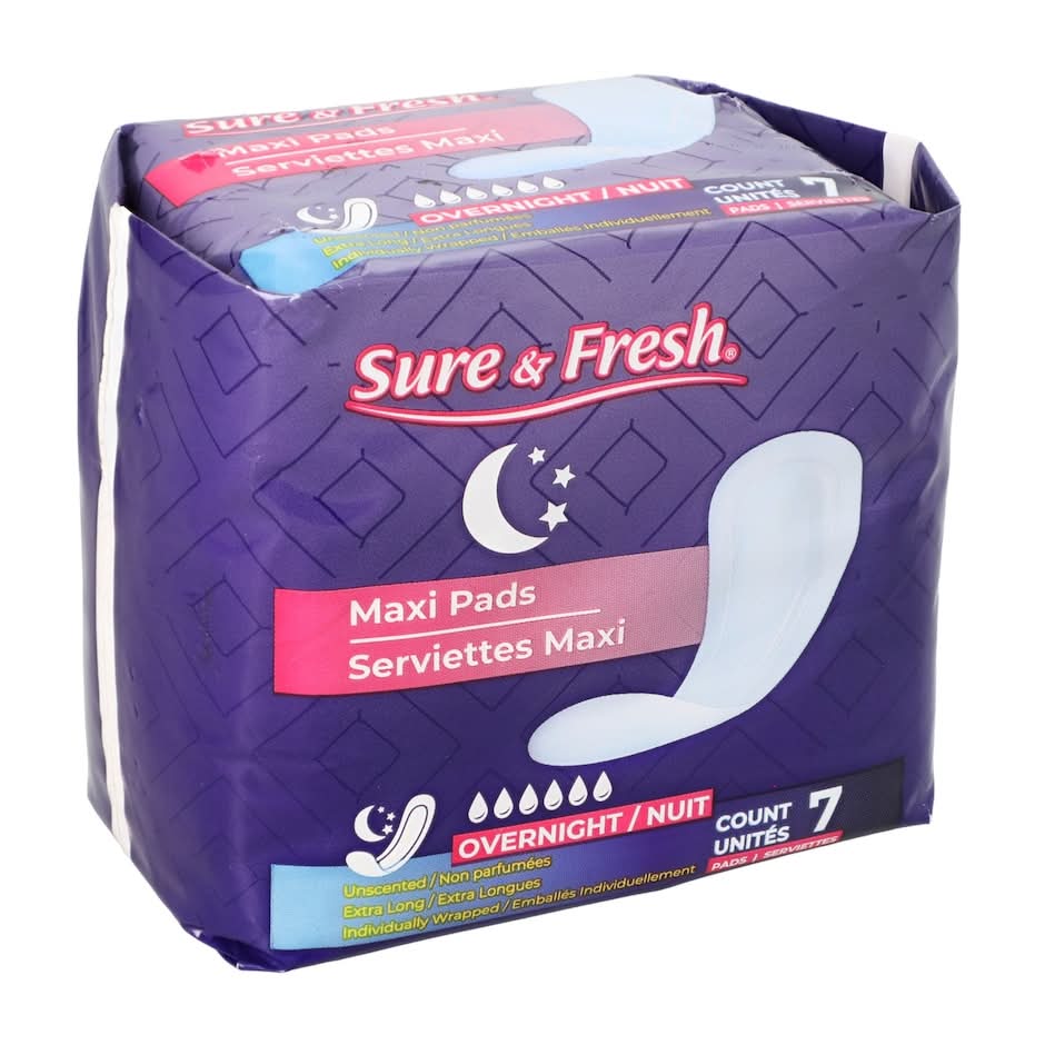 Surefresh Overnight Maxi Pads (7 ct)