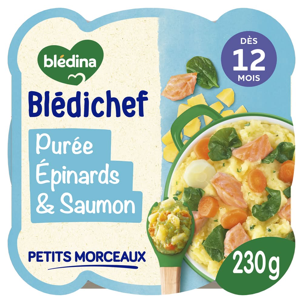 Blédina - Blédichef purée onctueuse épinards et saumon dès 12 mois (230g)