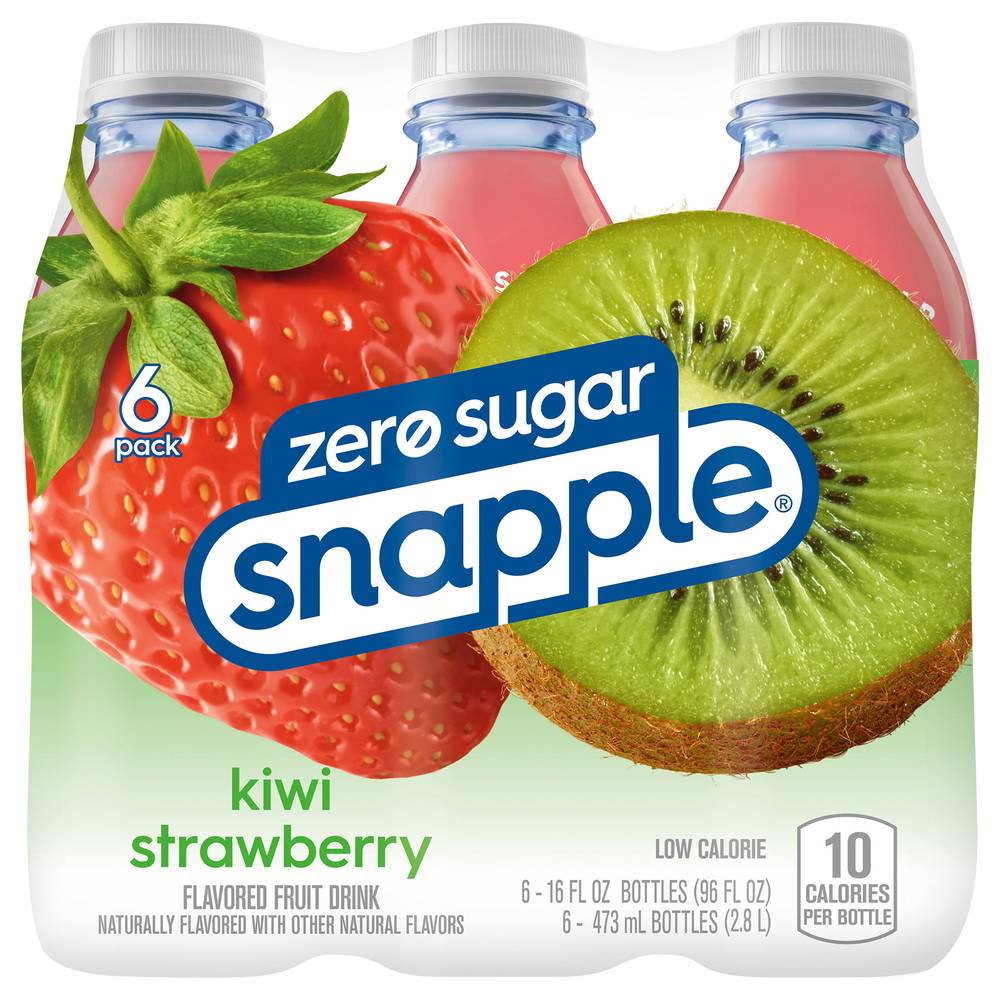 Snapple Zero Sugar Fruit Drink, Kiwi-Strawberry (6 x 16 fl oz)