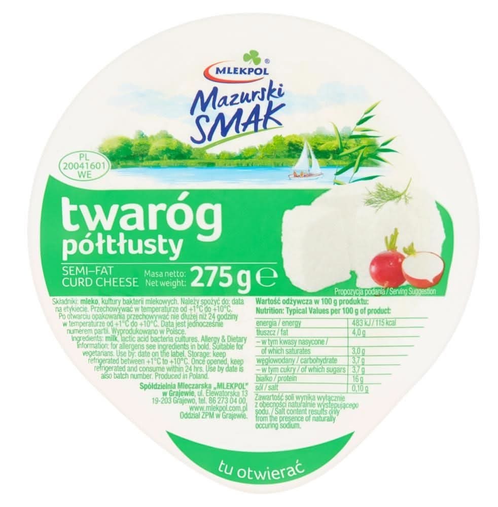 Mlekpol Mazurski Smak Twaróg półtłusty 275 g