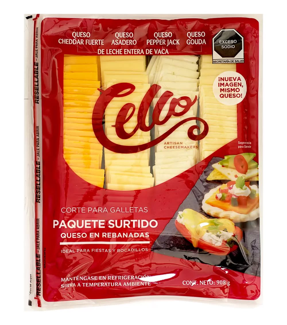 Cello · Queso surtido y rebanado en cortes para galletas (908 g)