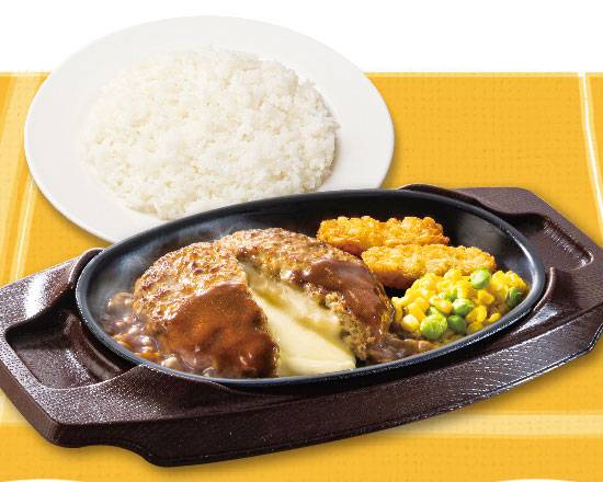 ラッキーチーズINハンバーグ（ライス付き） <Lucky> Cheese IN Humburg Steak Set(with Rice)