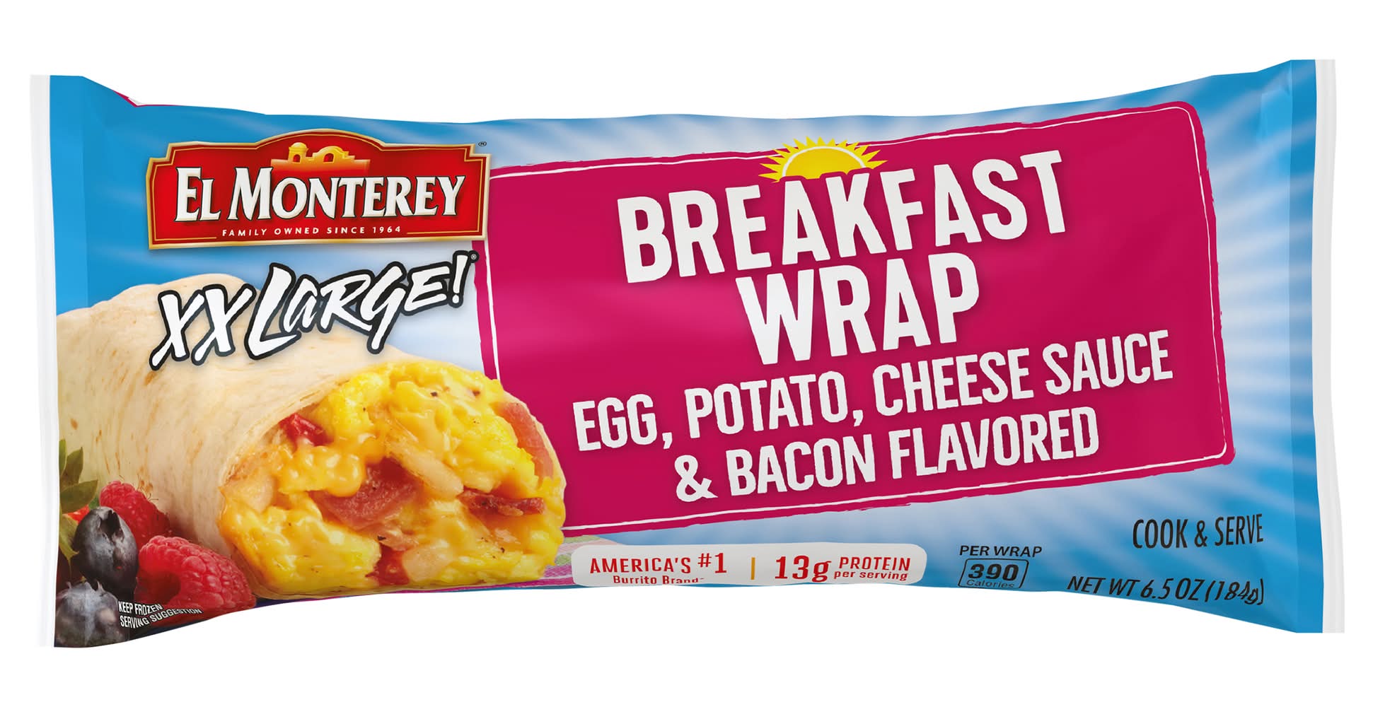 El Monterey Xx Large Breakfast Wrap, Egg-Potato-Cheese Sauce-Bacon (6.5 oz)