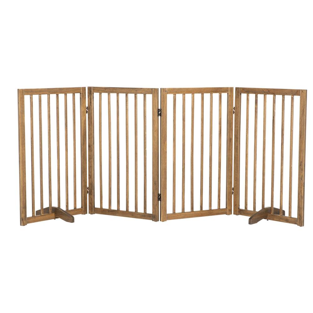 Top Paw 4-Panel Foldable Pet Gate (Color: Brown)