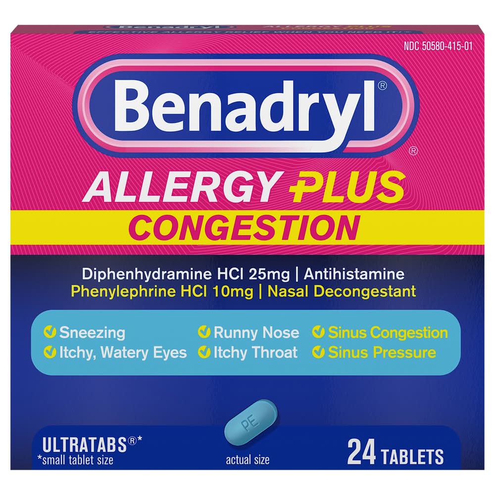 Benadryl Allergy Plus Congestion Tablets (24 ct)
