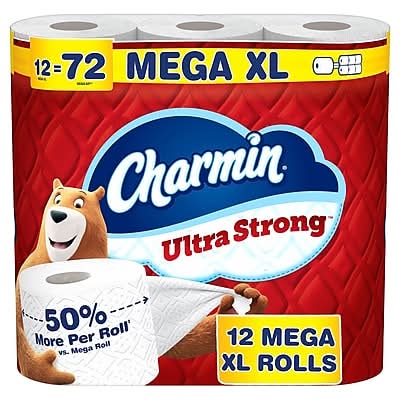 Charmin Ultra Strong Mega XL Toilet Paper, 2-Ply, White, 363 Sheets/Roll, 12 Rolls/Pack (04311)