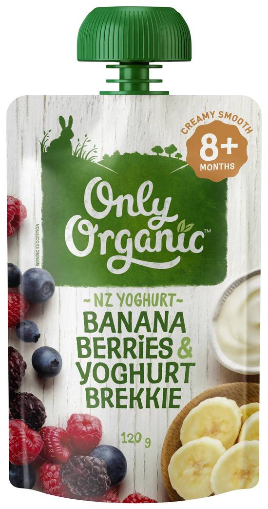 Only Organic Banana Berries & Yoghurt Brekkie Baby Food Pouch 8+ Months 120g