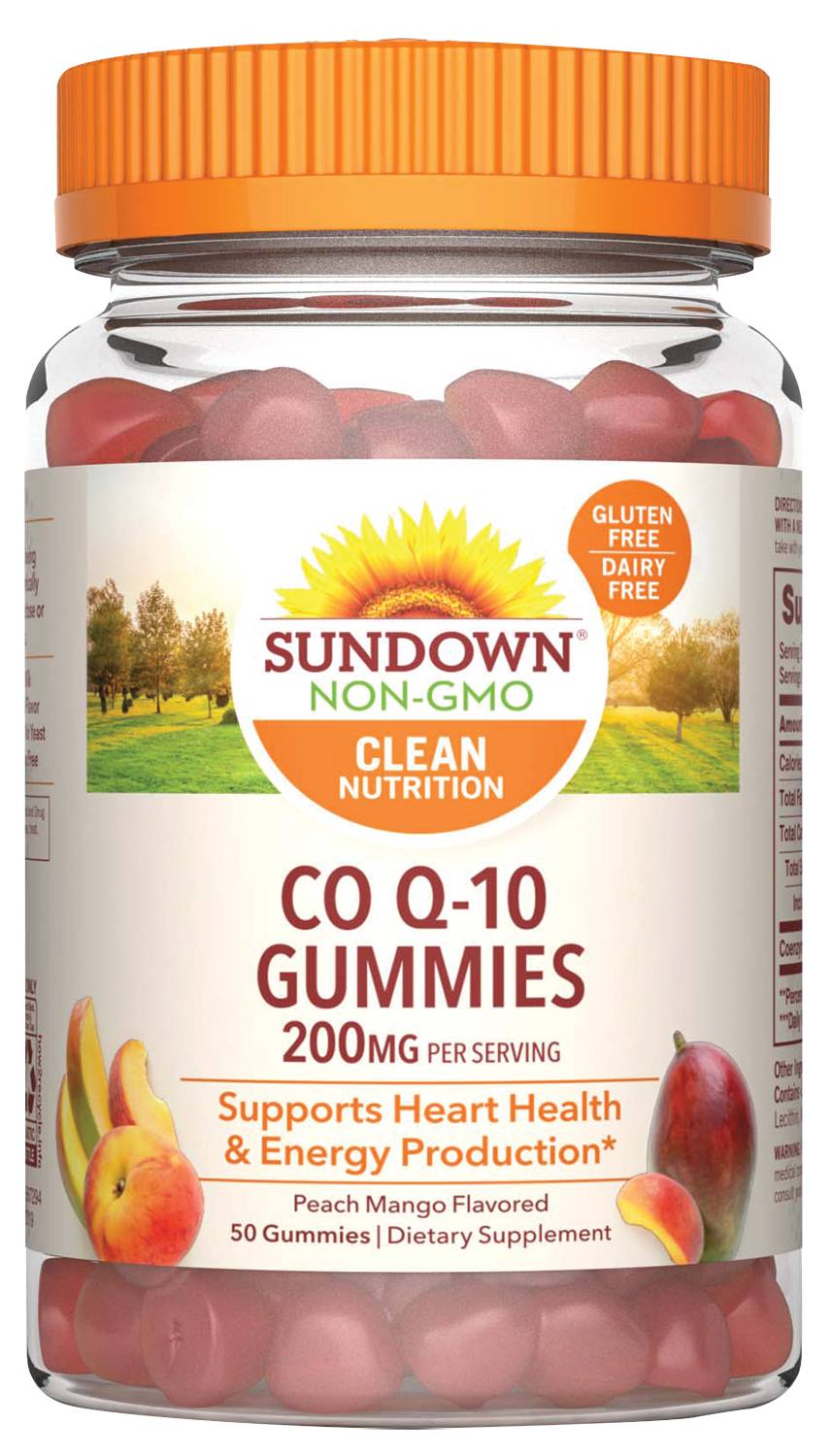 Sundown Naturals Co Q-10 Gummies 200mg, Peach Mango, 50CT