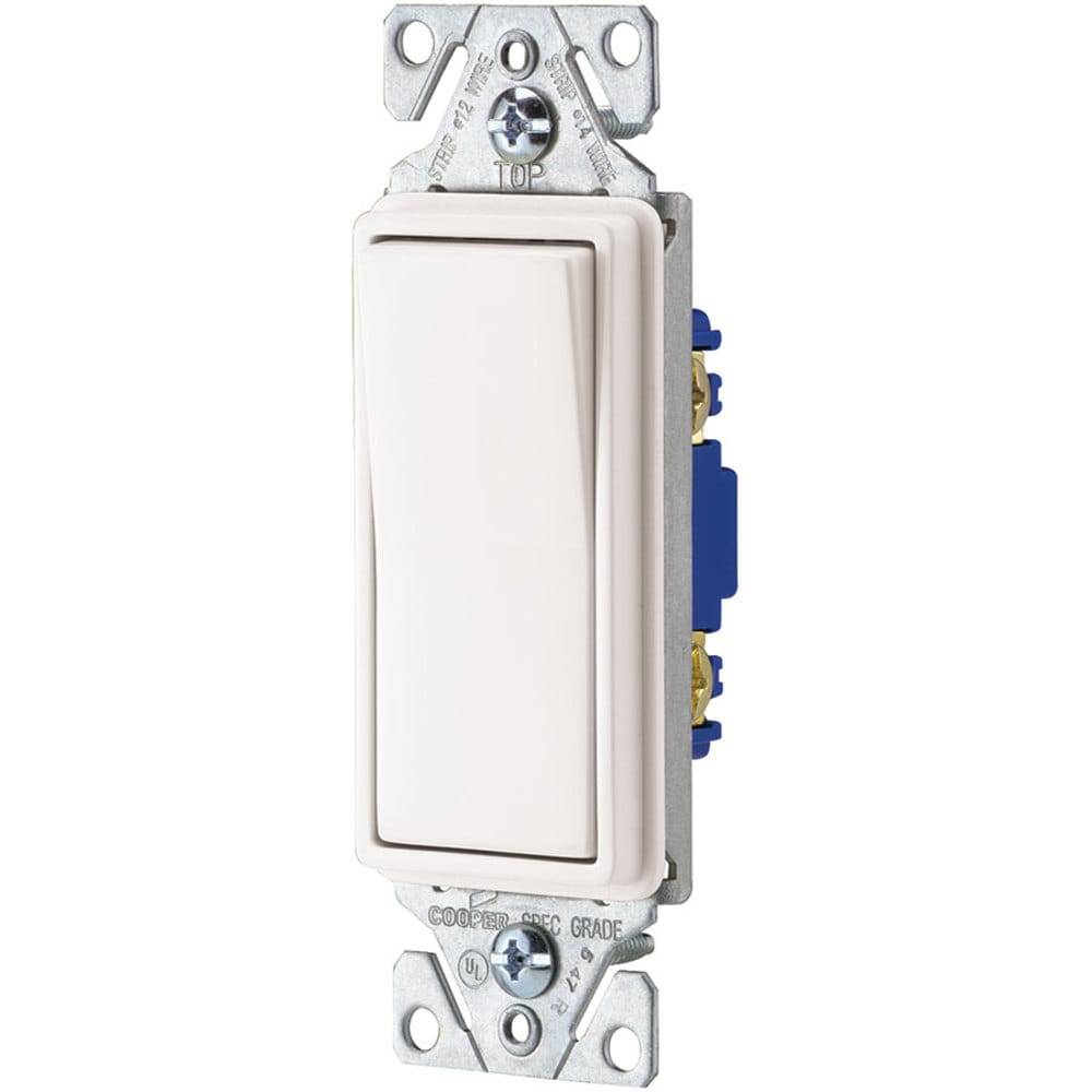 Eaton 15-amp Single-pole Rocker Light Switch, White | 7501W-BX-LW