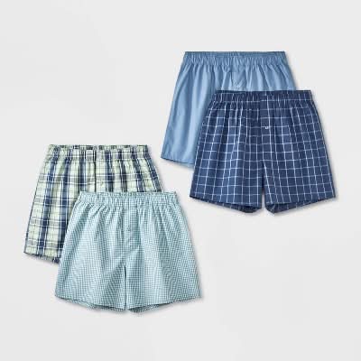 Goodfellow & Co. Striped Woven Boxer Shorts, Men, L, Green-Blue (4 ct)