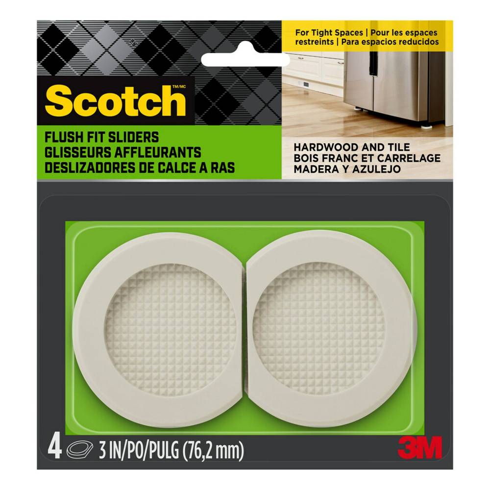 Scotch Reusable Flush Fit 4-Pack 3-in Beige Round Felt Sliders | SP671-NA