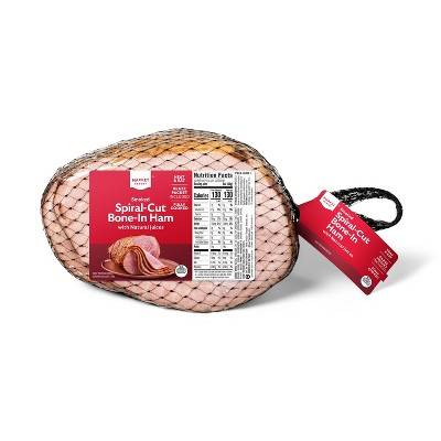 Hickory Smoked Spiral-Cut Bone-In Ham - 6-10lbs - price per lb - Market Pantry™