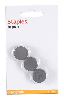 Staples 3/4 Magnets, Silver, 6/Pack (10652)