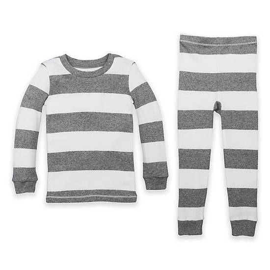 Burt's Bees Baby® Size 4T Rugby Stripe Organic Cotton 2-Piece Pajama Set in Grey