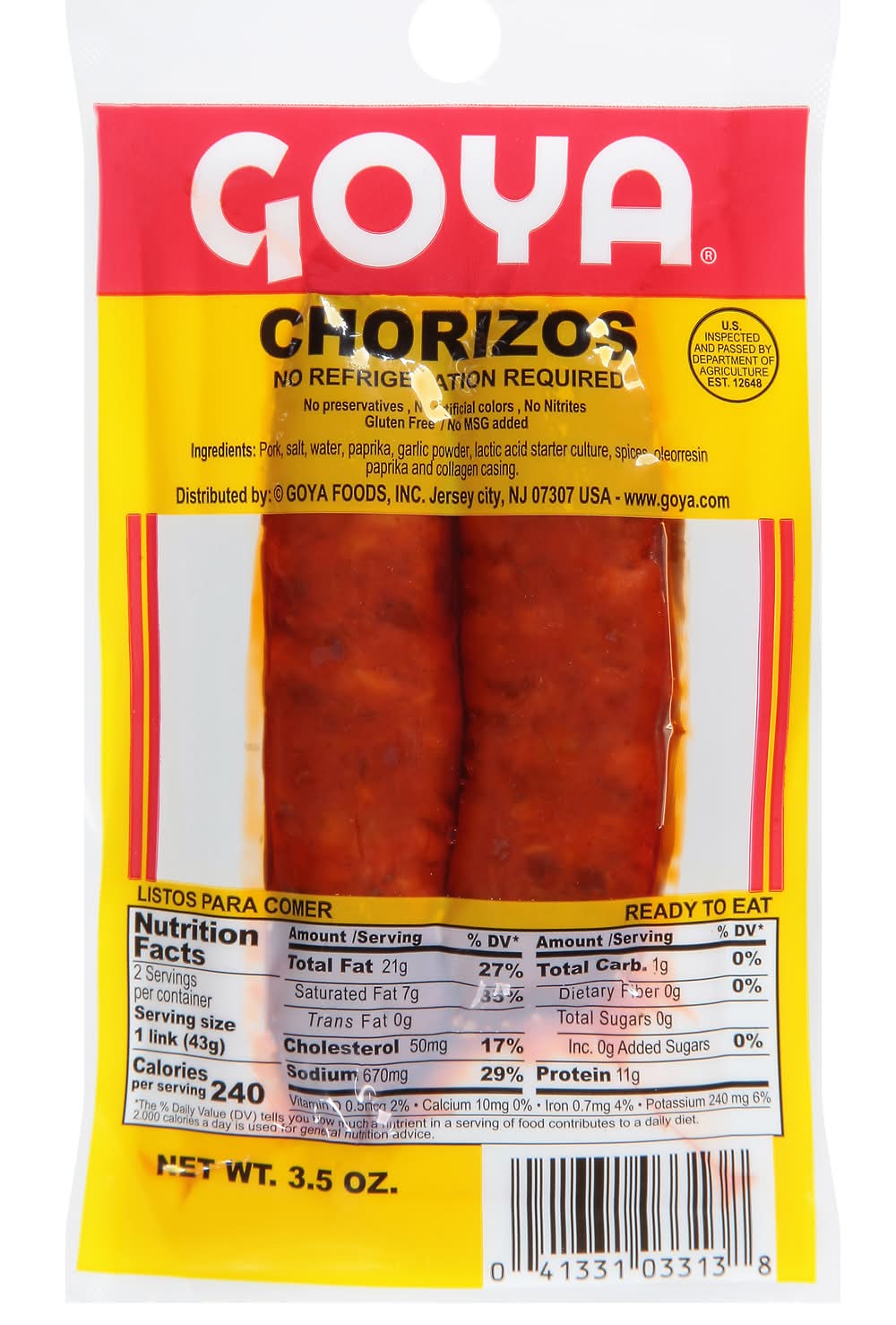 Goya Smoked Chorizos (3.5 oz)