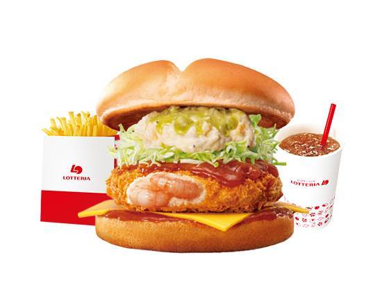 【セット】チーズトムヤム エビバーガー Shrimp Burger with Cheese and Tom Yum Goong Sauce Set