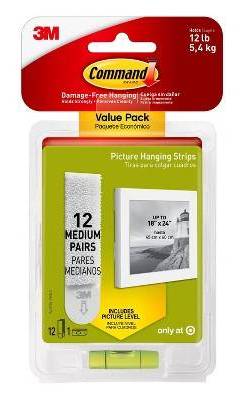 Command Picture Hanging Strips Value pack, Medium, White (12 ct)