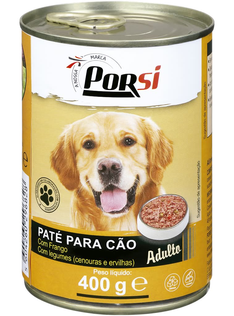PorSi - Comida húmida para cão de frango e legumes, lata de 400 g