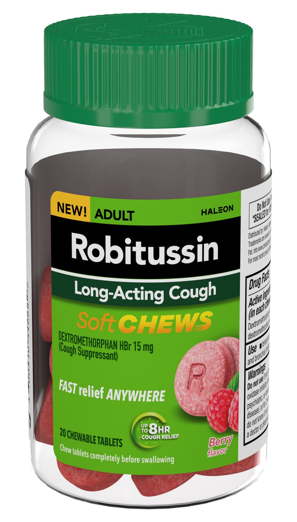 Robitussin Long Acting Cough Relief Soft Chews, Berry (3.36 oz, 20 ct)