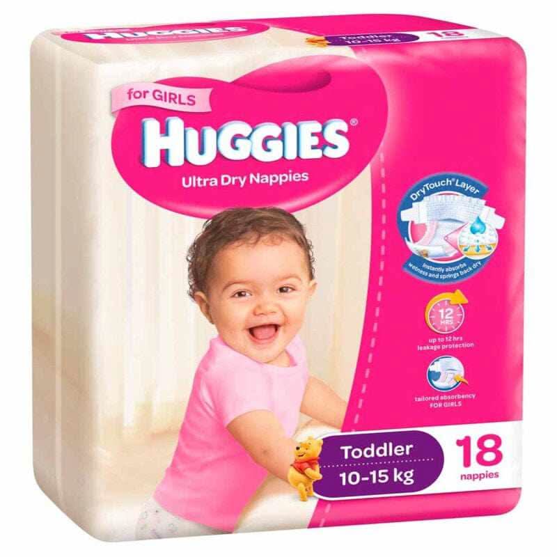 Huggies Ultra Dry Nappies For Girls Size 4 18s