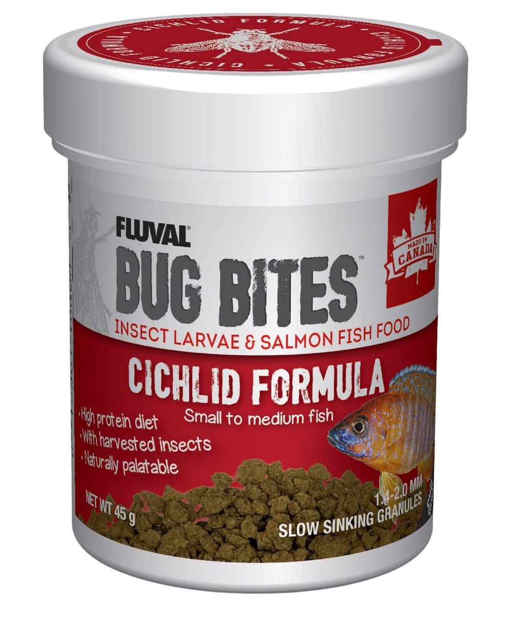 Fluval Bug Bites Cichlid Formula Granules for Small to Medium Fish Food, 1.6 oz