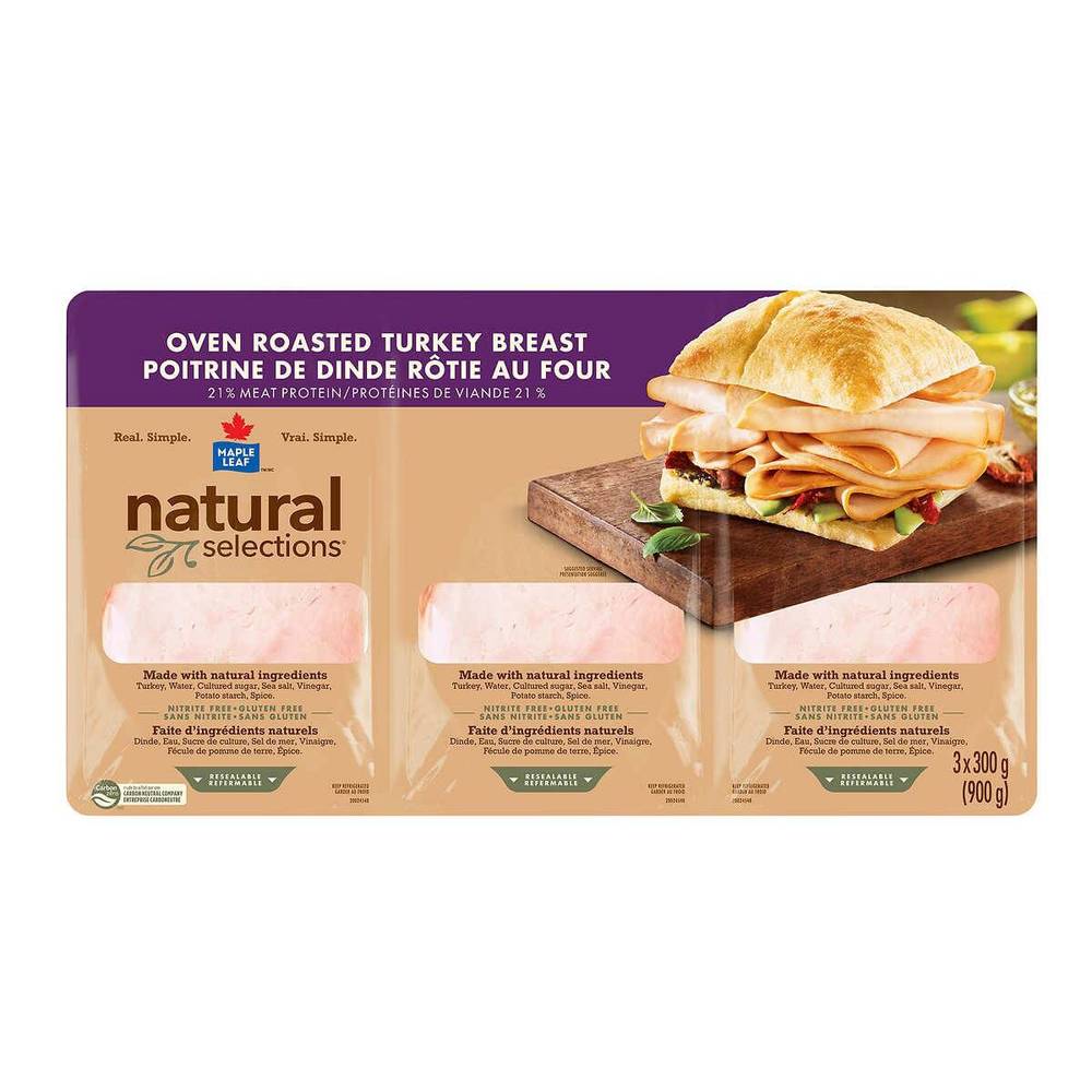 Natural Selections Poitrine de dinde rotie au four (3 x 300 g) - Oven roasted turkey breast (3 x 300 g)