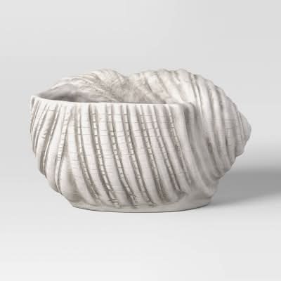 Threshold Shell Ceramic Planter, 6.7x8.7 in, White