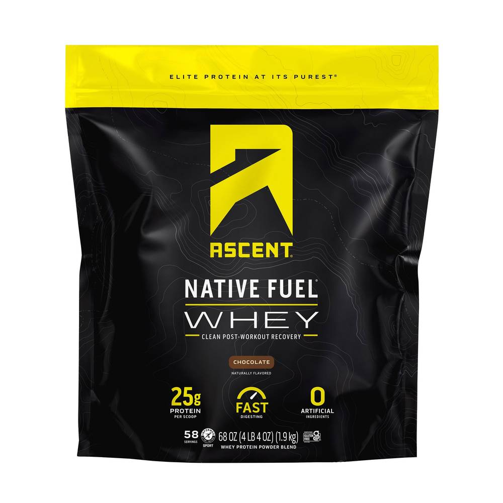 Ascent 100% Whey, Native Whey Protein Blend, Chocolate, 4.25 lbs