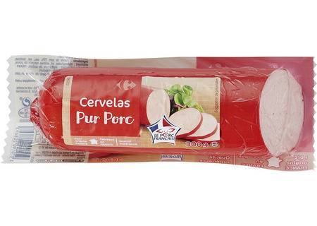 Carrefour cervelas pur porc