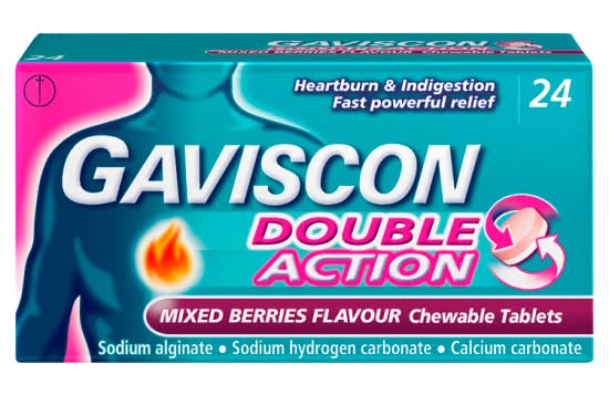 Gaviscon Double Action Mixed Berries Flavour Chewable Tablets (40g)