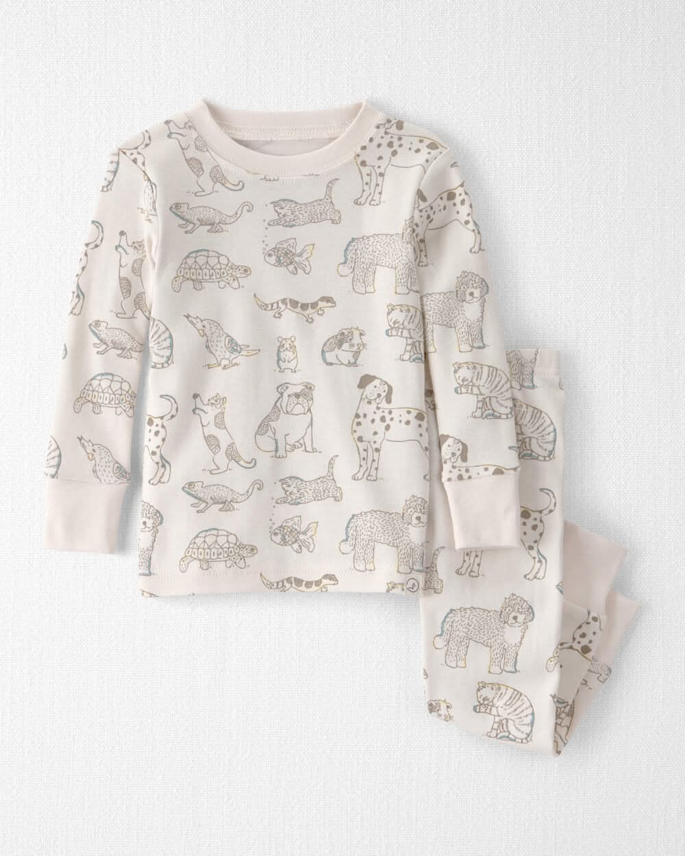 Baby 2-Piece Organic Cotton Ribbed Pajama Set in Pet Print - Pets - 18M