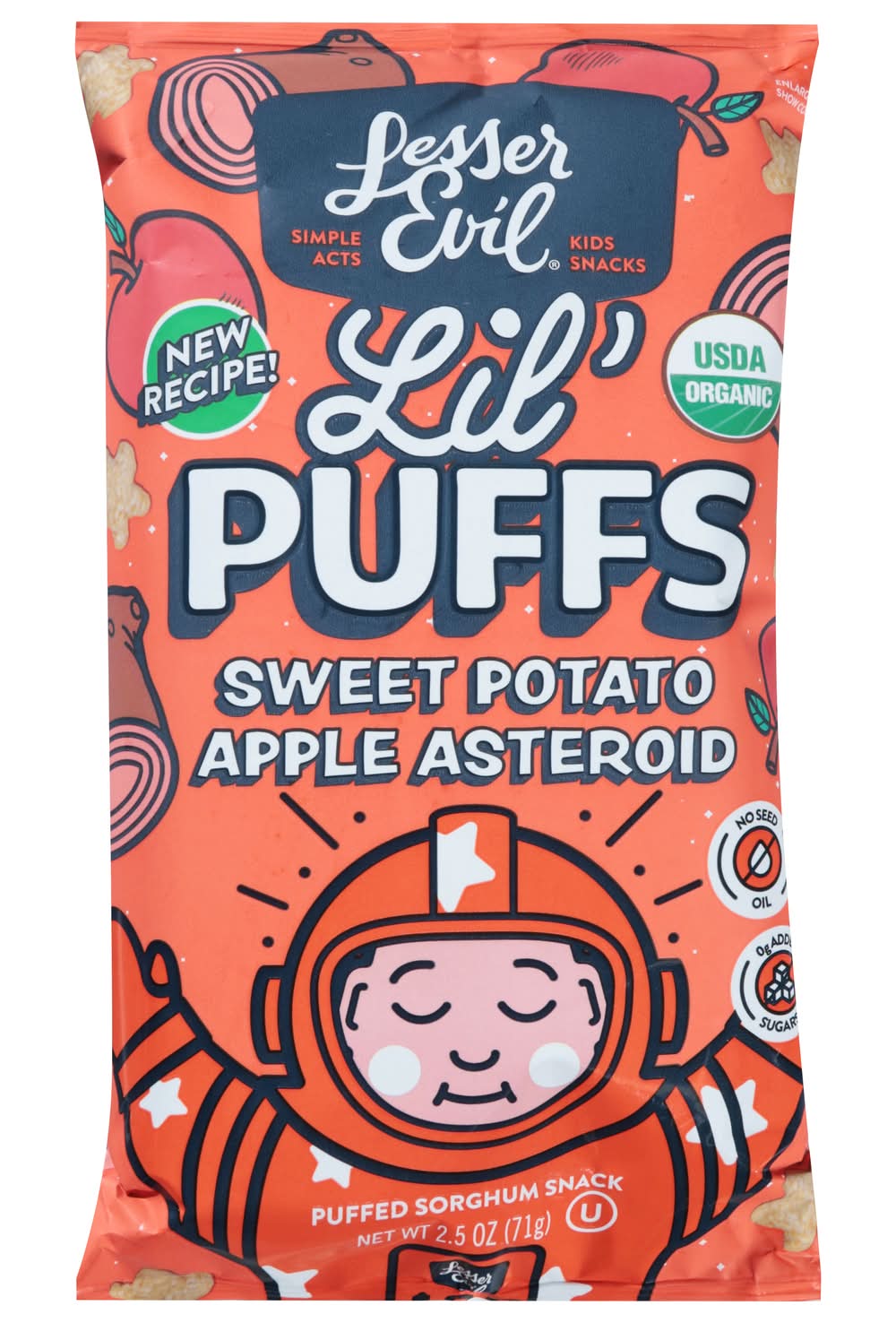 LesserEvil Lil' Puffs Sweet Potato Apple Asteroid Puffed Sorghum Snack (2.5 oz)