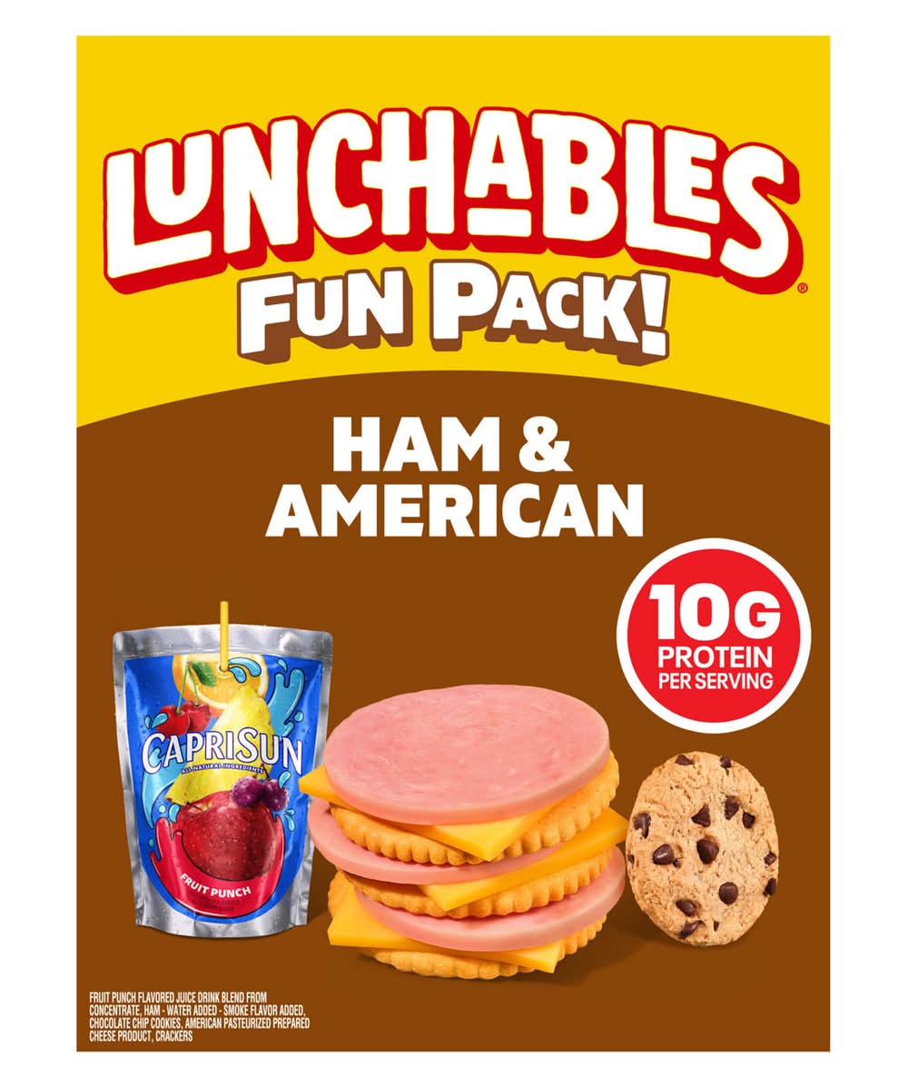 Lunchables Ham & American With Capri Sun Fruit Punch And Chocolate Chip Cookies Fun Pack 3.1 Oz & 6 Fl Oz Package