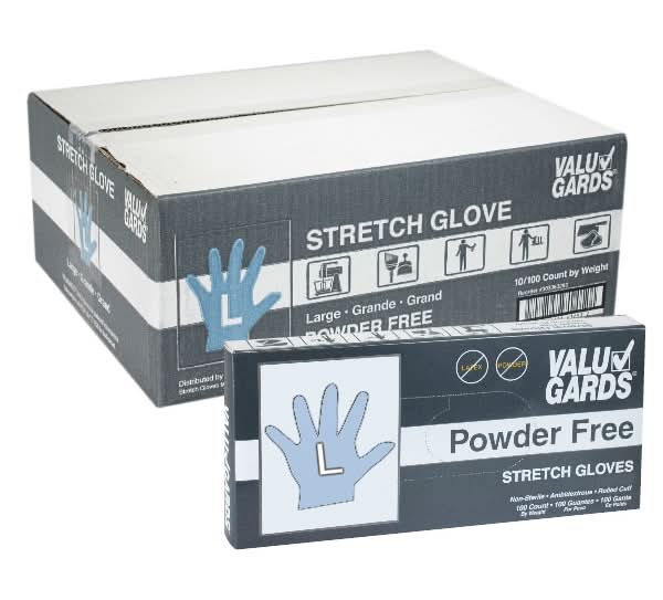 Valugards Powder Free Stretch Gloves, Large (10 ct)