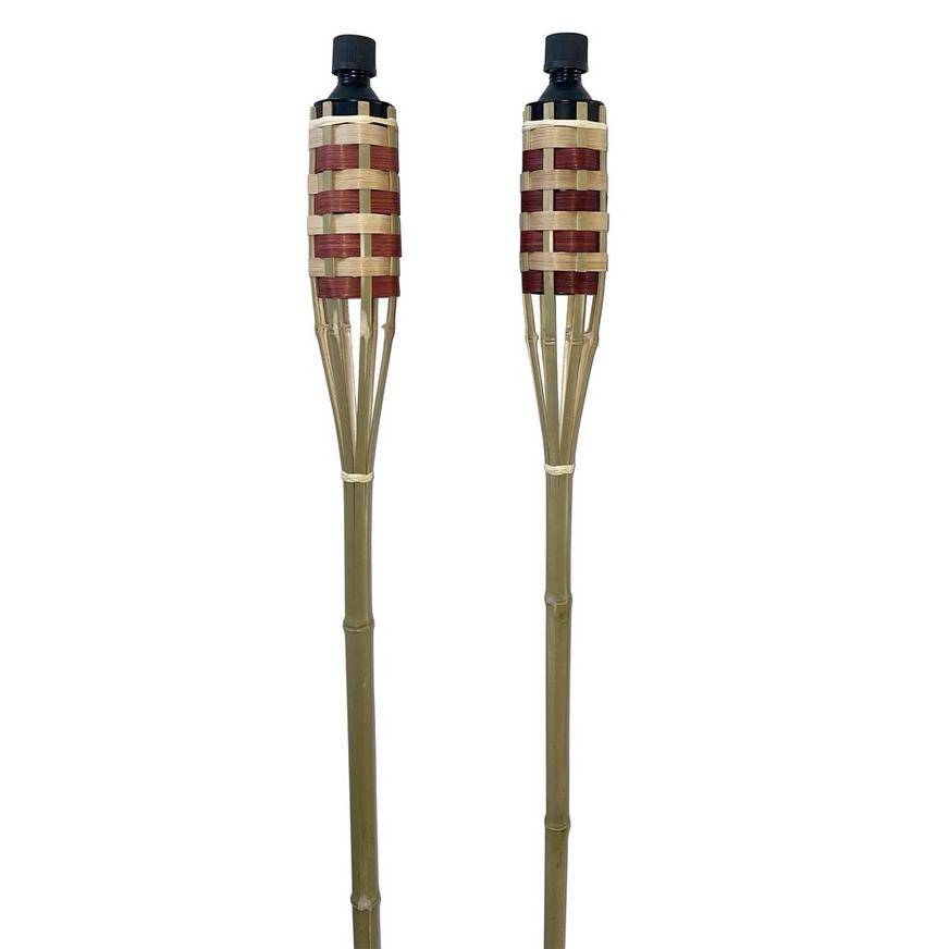 Two-Tone Bamboo Tiki Torch, 5ft
