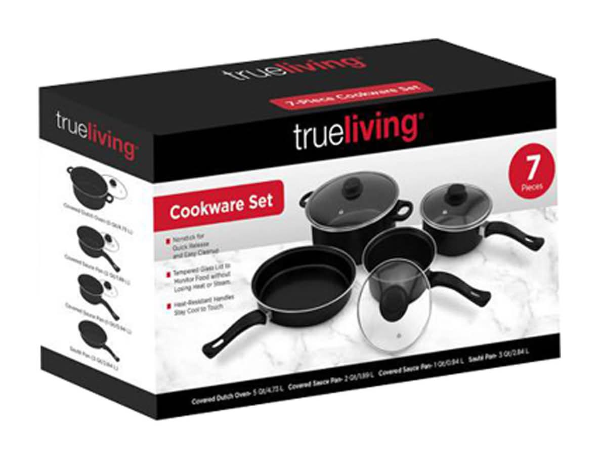 Family Chef Deluxe Non-Stick Cookware Set, Black (7 ct)