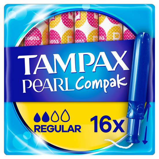 Tampax Pearl Compak Regular Tampons With Applicator X 16