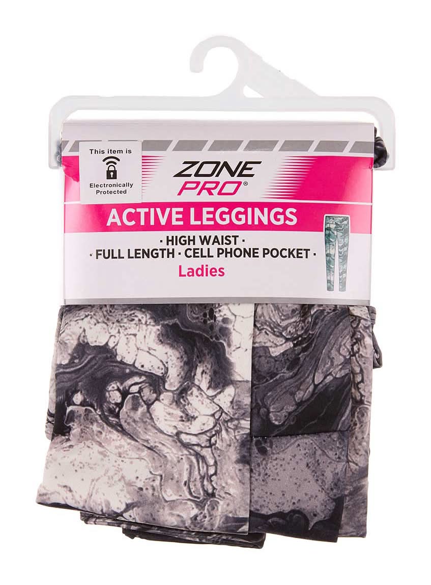 Zone Pro Ladies Active Leggings Full Length Marbled Design Size L
